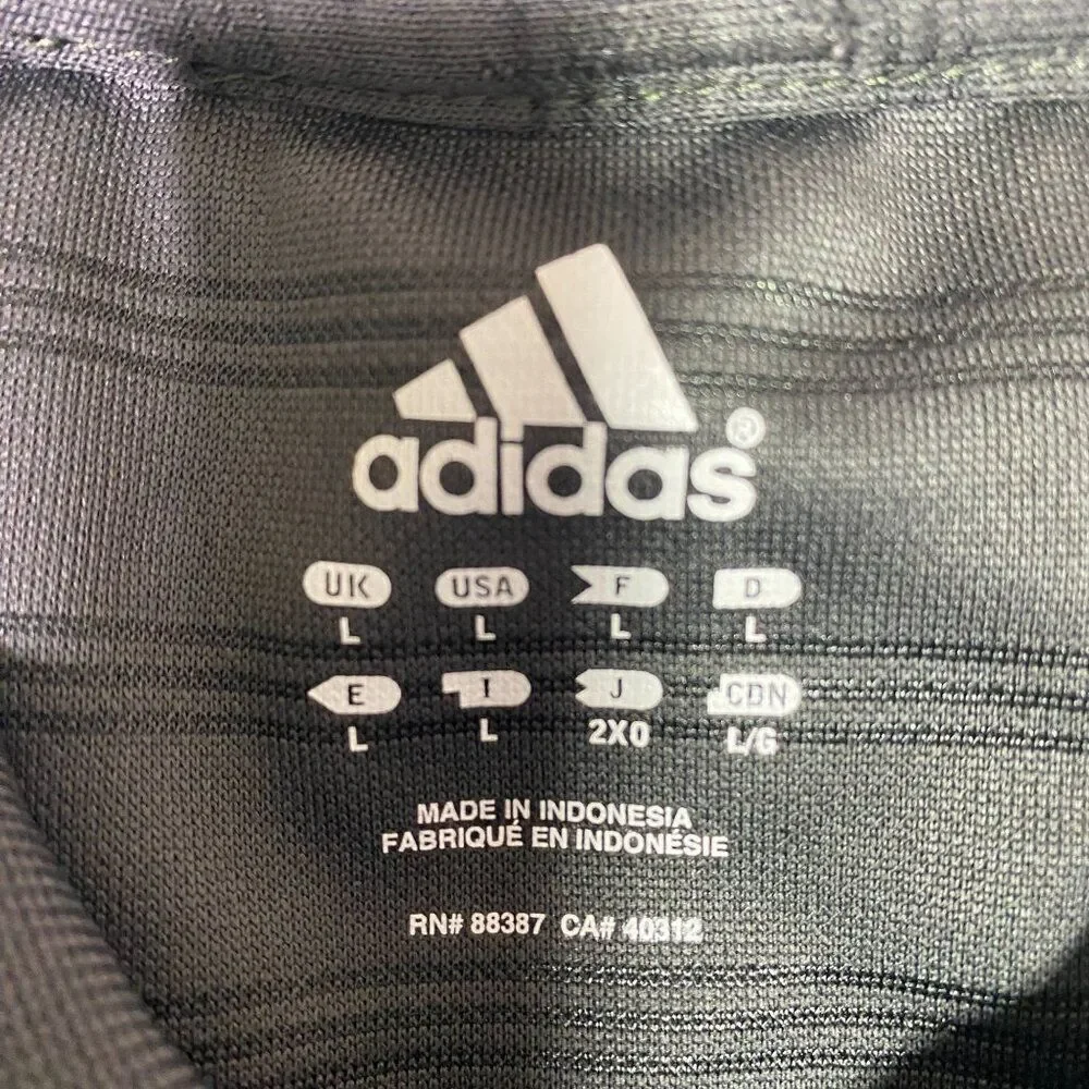 Adidas Polo Gray Stripe Mens Size Large